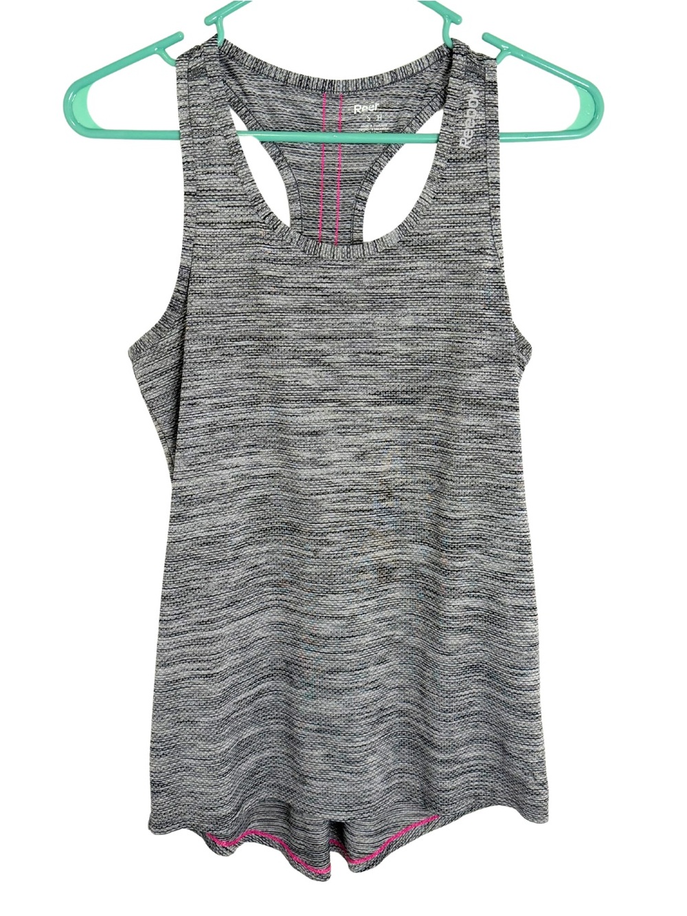 Reebok Gray Heather & Pink Racerback Tank Top Size Small